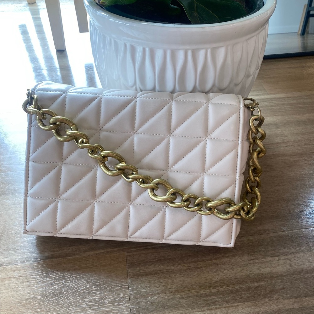 Quilted Chain Strap White Shoulder Purse